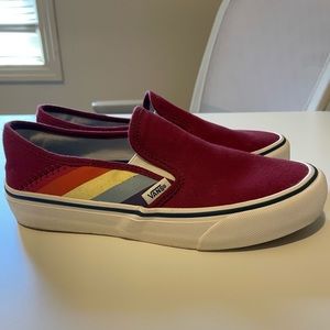 vans ultracush rainbow red slip on shoes size 7 womens